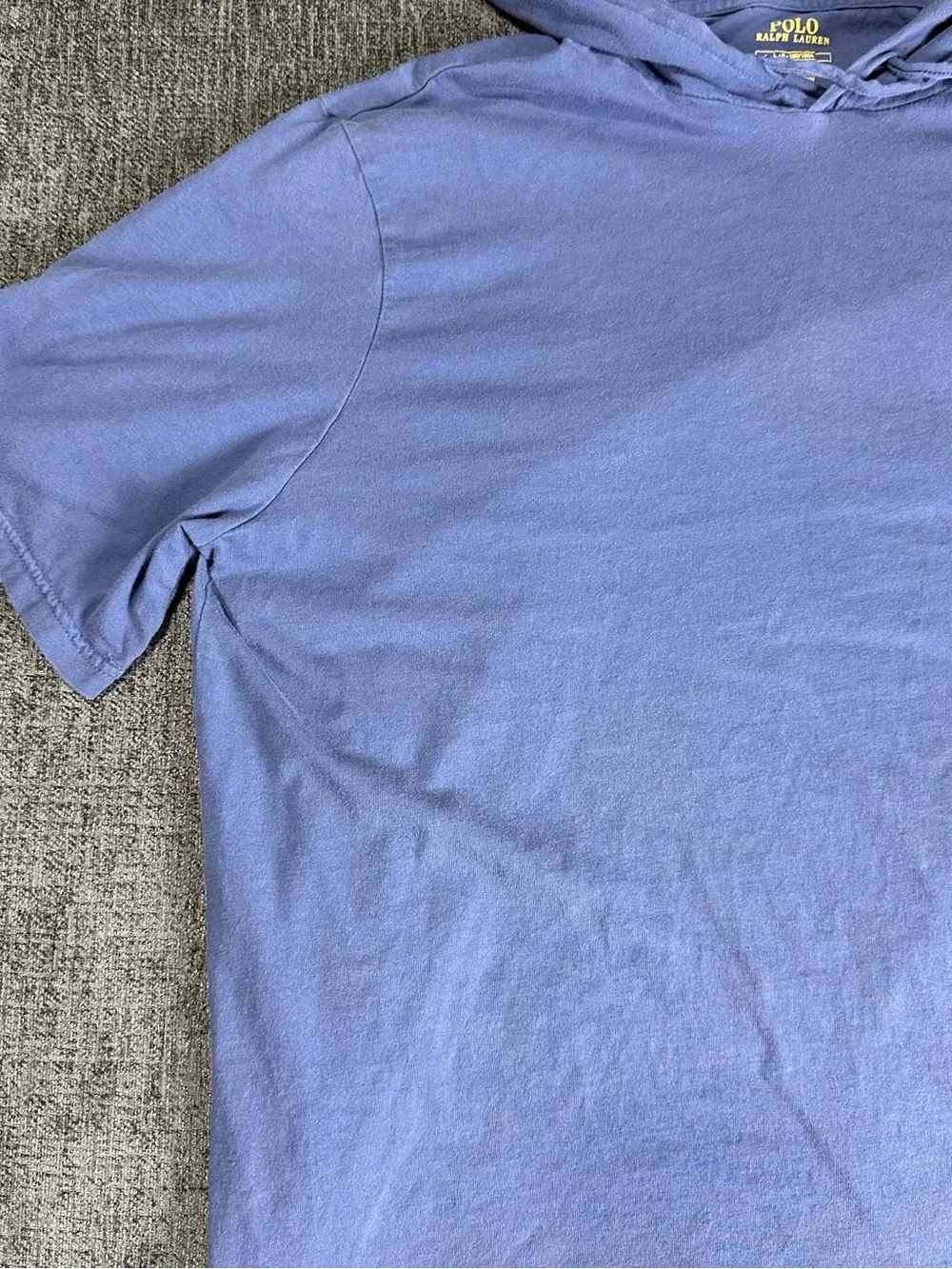 Polo Ralph Lauren Mens Blue Short Sleeve Hoodie Cotton Pullover Size Large